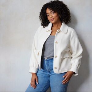 🆕 LC Lauren Conrad Cream Shacket Jacket Sz 4X